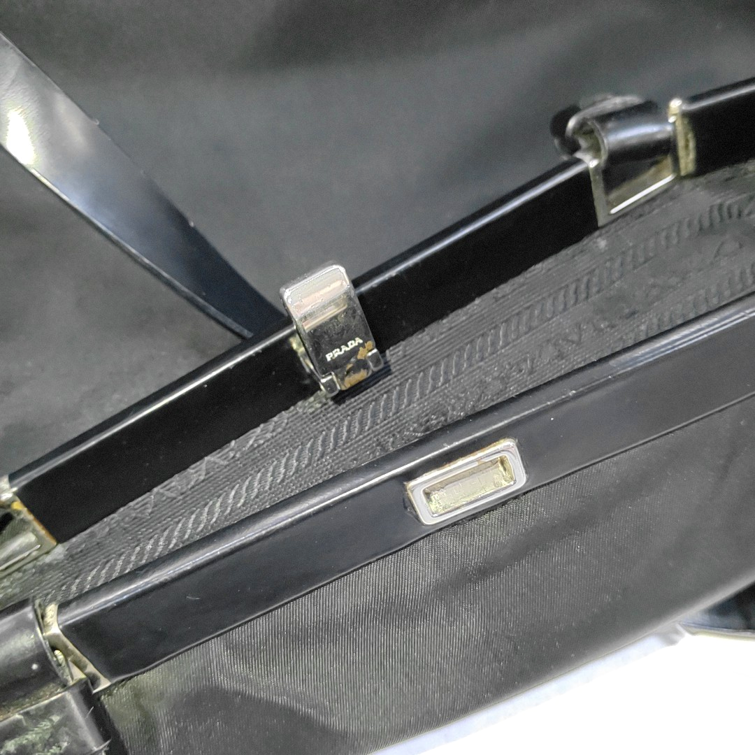 PRADA Tote bag Black Nylon Single Shoulder Bag Tote Bag Silver Hardware-(SKU)-941056394