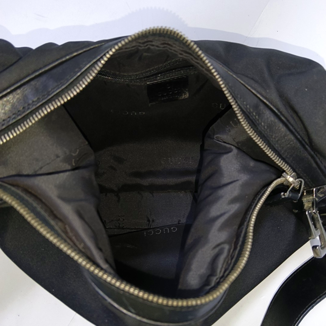 GUCCI Creole Black Canvas Single Shoulder Bag Tote Ruthenium color hardware-(SKU)-945095725