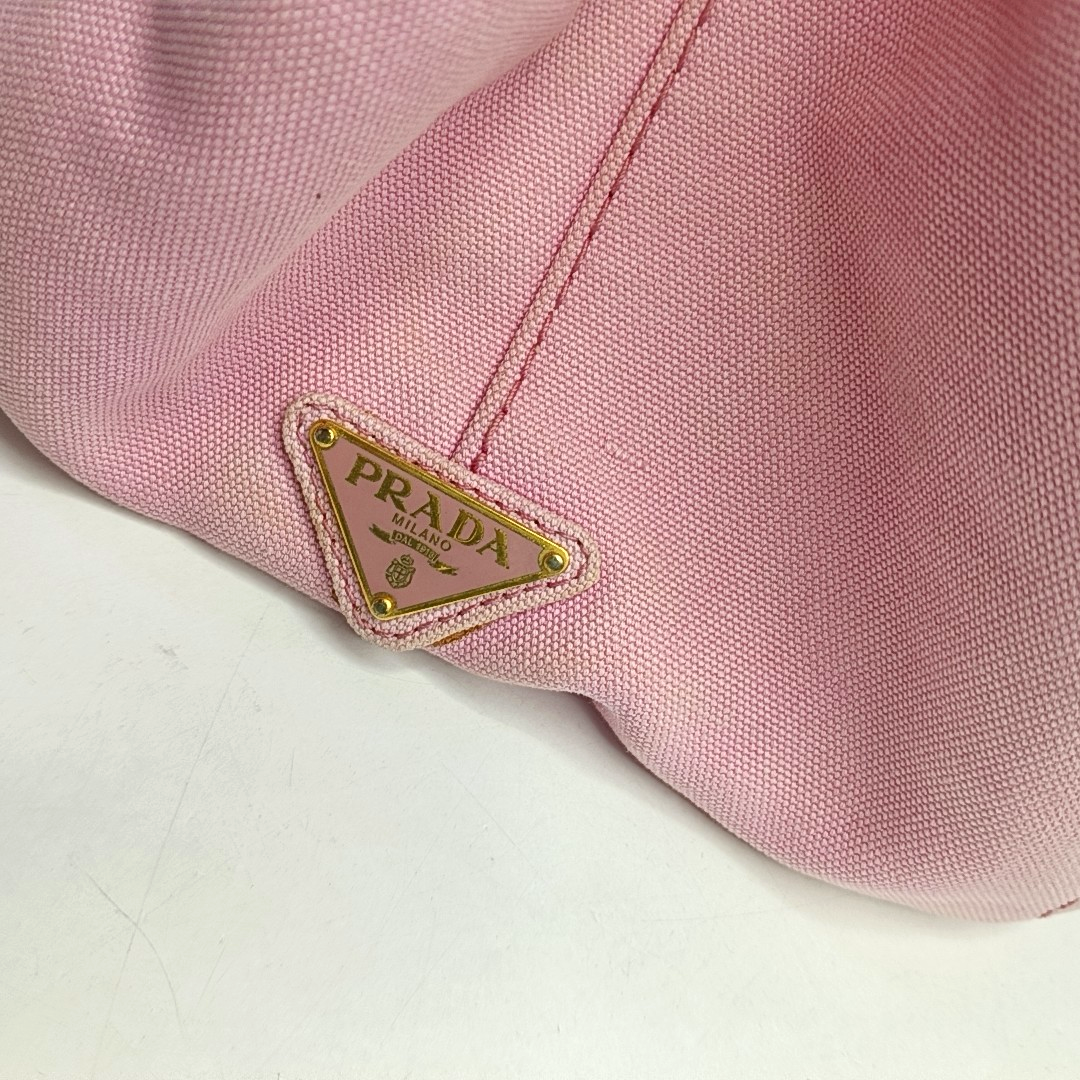 PRADA Denim Pink Canvas Printed Quilted Handbag Golden hardware-(SKU)-959457945