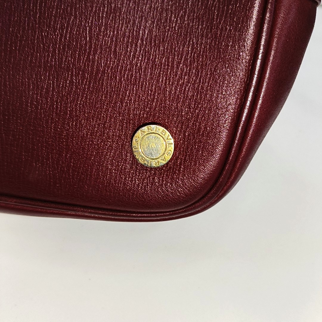 BVLGARI ISABELLA ROSSELLINI Burgundy Cowhide Single Shoulder Bag Handbag Crossbody Golden hardware Removable shoulder strap-(SKU)-931850112
