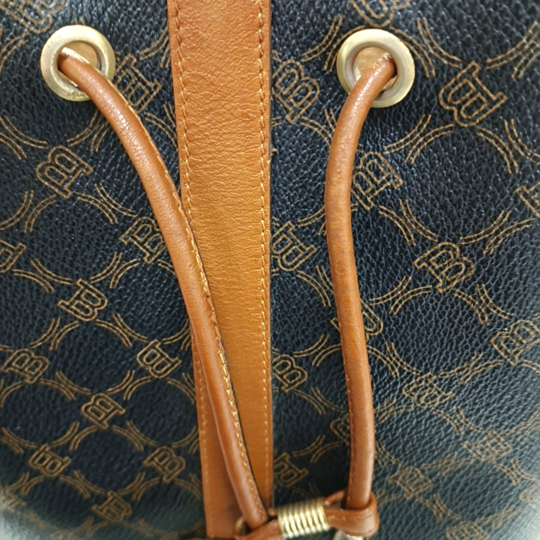 BALLY Bucket bag Black Coated Canvas Tote Bag Golden hardware-(SKU)-943650980