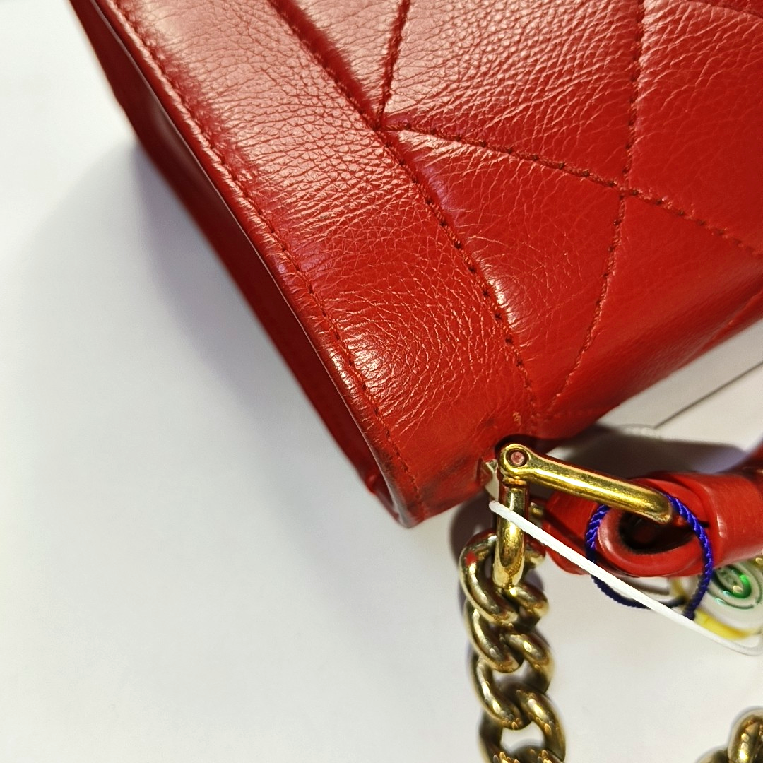CHANEL LABEL CLICK Small Orange Red Lamb Skin Quilted Crossbody Shoulder Bag Tote Bag Gold Hardware 23 Clasp-(SKU)-945772666