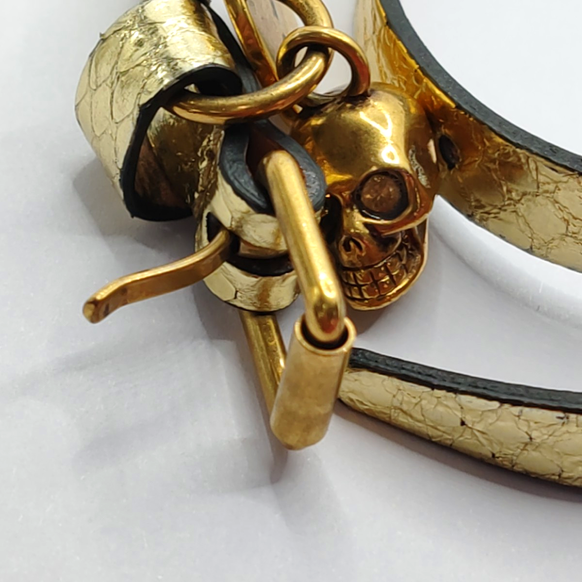 Alexander McQUEEN Gold Leather Alloy Bracelet Length41cm-(SKU)-929516837