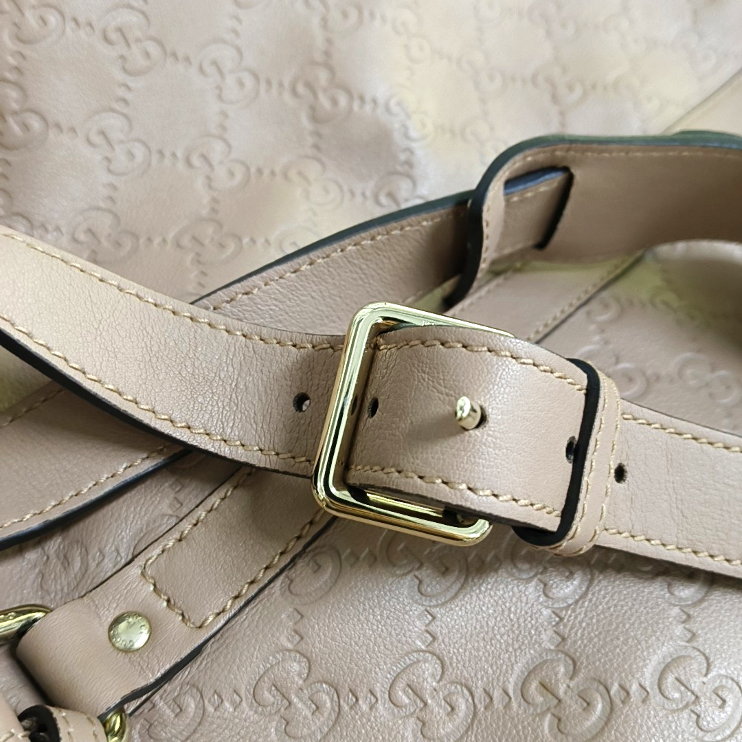 GUCCI Light Pink Cowhide Embossed Monogram Shoulder Bag Tote Bag Golden hardware Removable shoulder strap-(SKU)-947868328