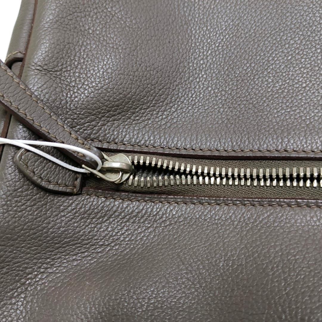 HERMÈS Hebdo Reporter Asphalt Grey Evercolor Calfskin Single Shoulder Bag Crossbody Bag Silver Hardware 🄾 Stamped-(SKU)-948246484