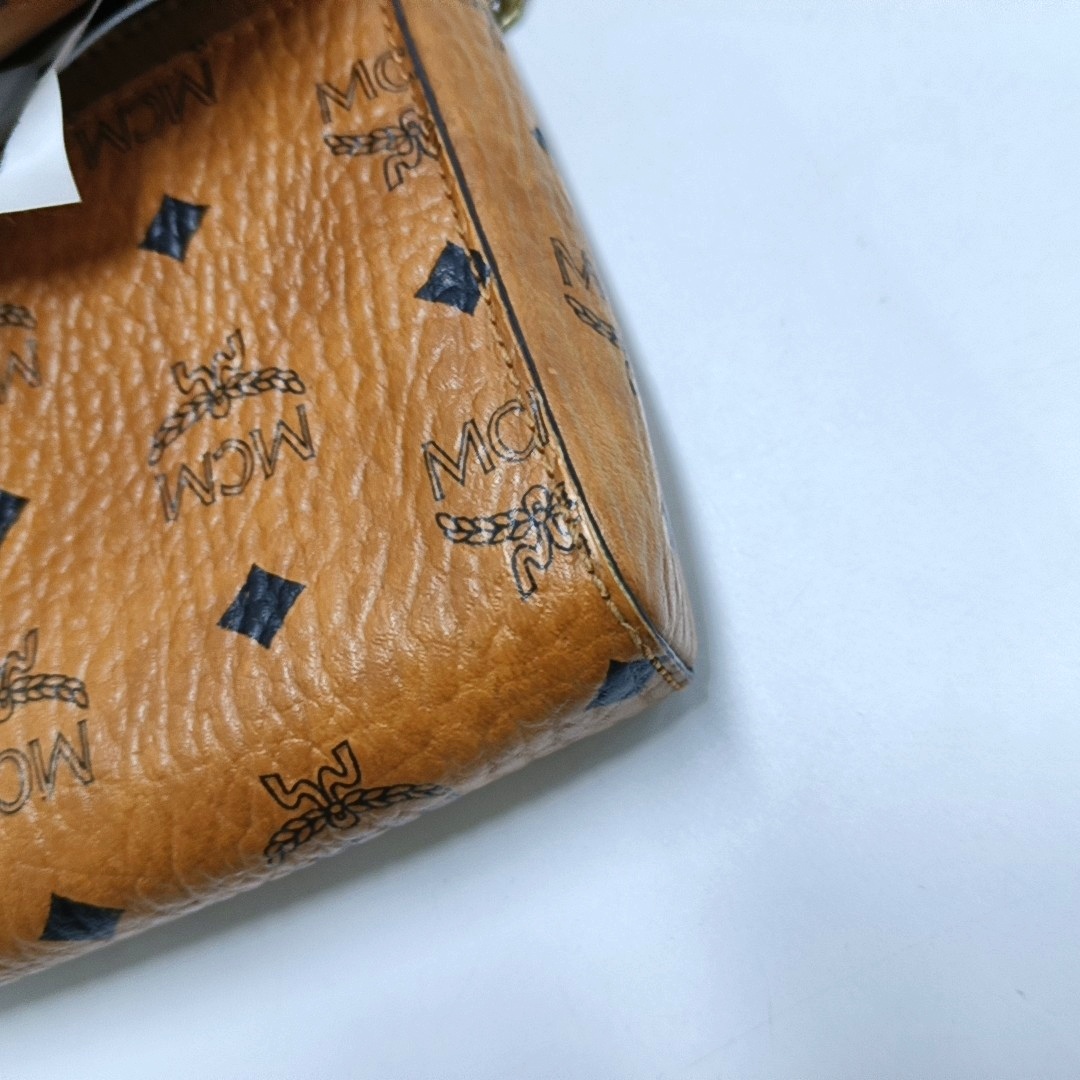 MCM MILLIE Medium size Cognac coated canvas monogram laurel buckle shoulder bag/crossbody bag Golden hardware Removable shoulder strap-(SKU)-944137648