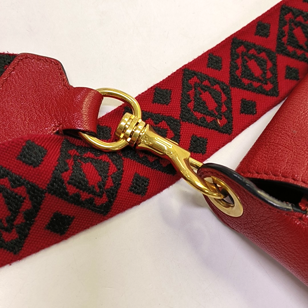 Miu Miu Red Cowhide Floral Single Shoulder Bag Tote Bag Crossbody Golden hardware Removable shoulder strap-(SKU)-945183259