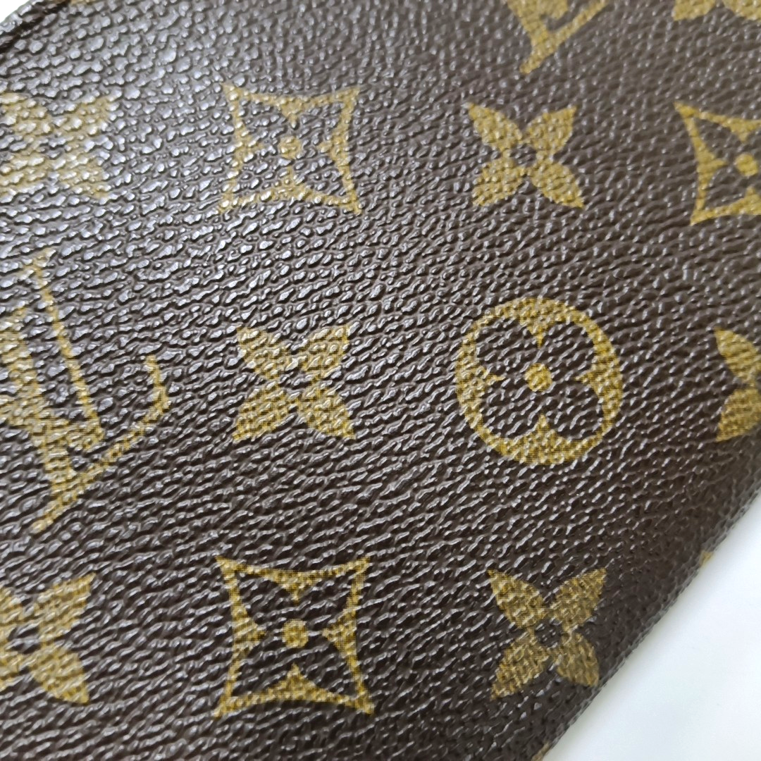 LOUIS VUITTON VOYAGE Brown Coated Canvas Monogram Cosmetic Bag Clutch Golden hardware-(SKU)-959441857