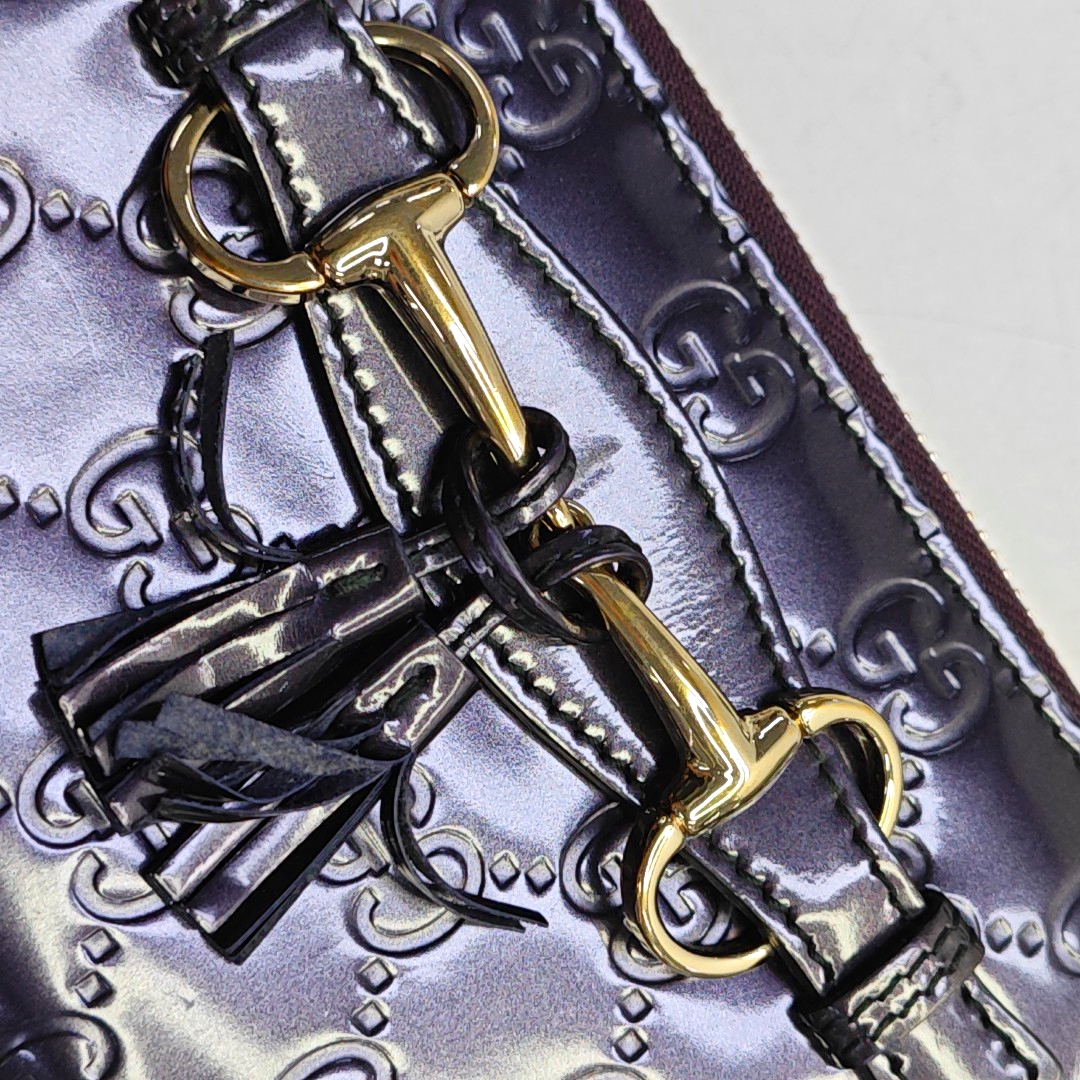 GUCCI Purple Cowhide Monogram Embossed Wallet Golden hardware-(SKU)-947213234