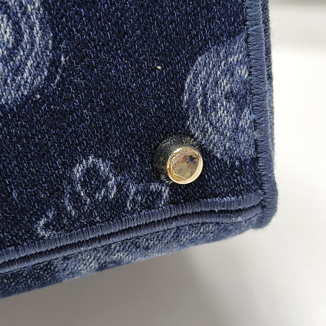 DIOR Lady D-Lite Medium Blue Denim Shoulder Bag with Detachable Strap-(SKU)-971170894