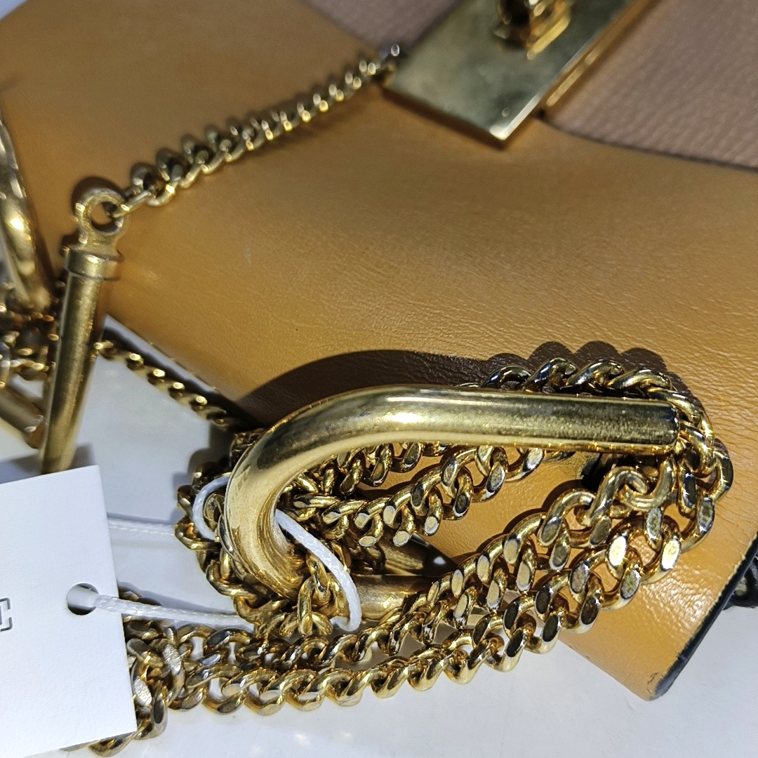Chloé Drew mini Nude Pink Cowhide Piggy Bag Crossbody Bag Single Shoulder Bag Golden hardware-(SKU)-929848200