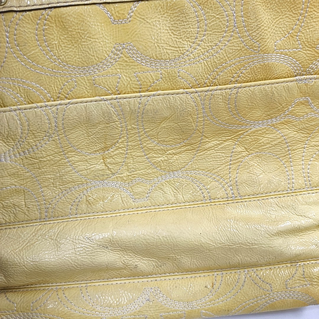 COACH Tote bag Yellow cowhide single shoulder bag Golden hardware-(SKU)-12975729