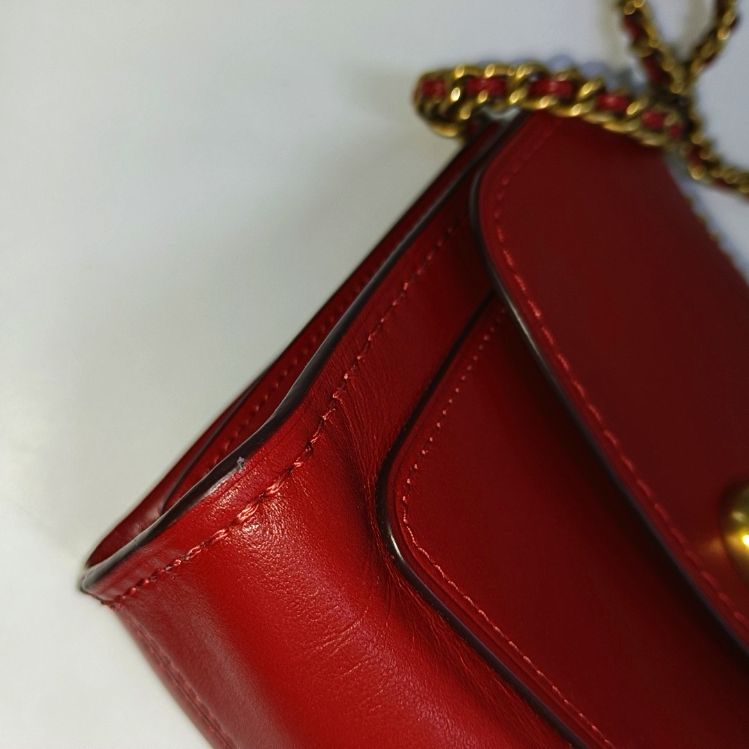 COACH MADISON 18 Red Cowhide Crossbody Single Shoulder Bag Golden hardware-(SKU)-940523724