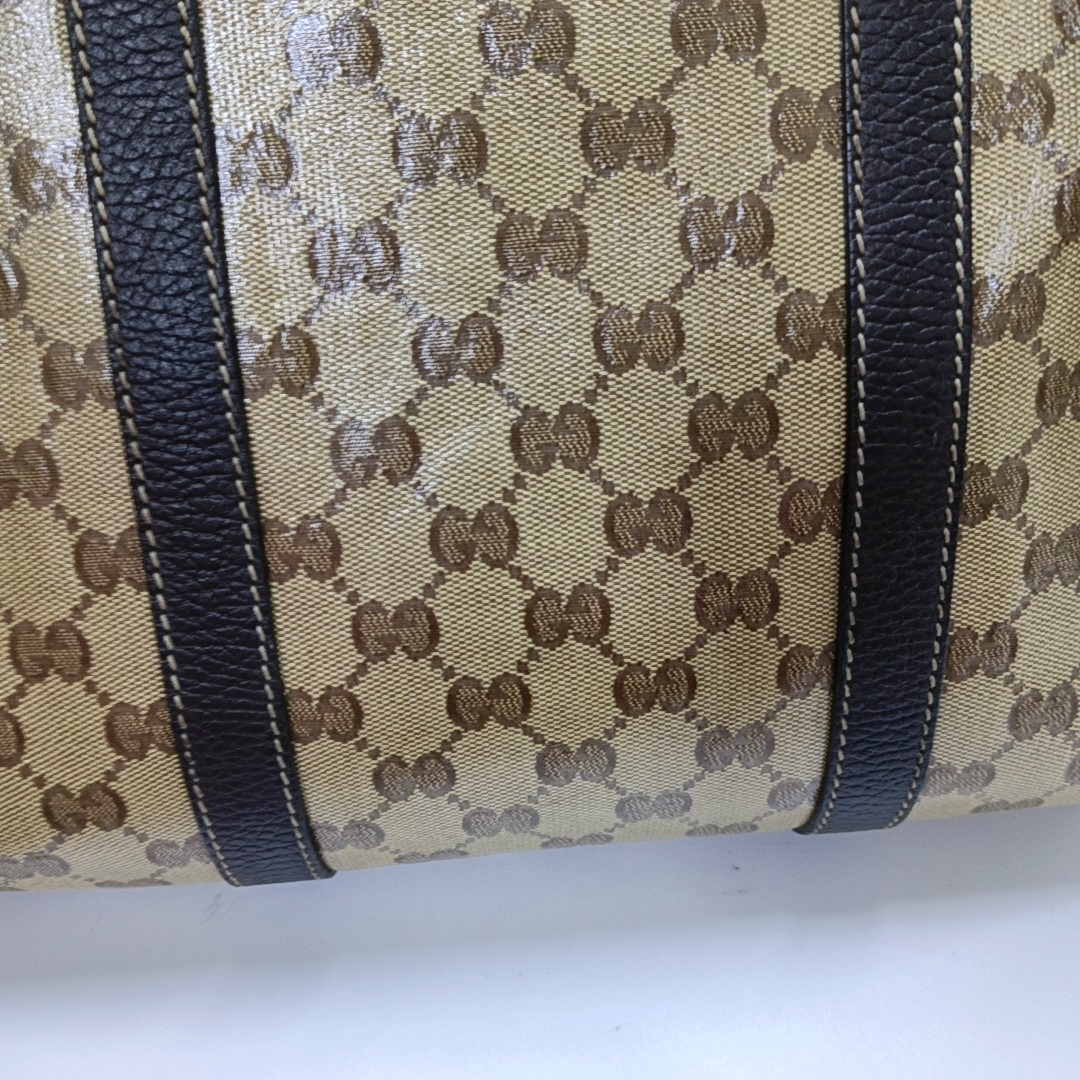 GUCCI Joy Khaki Coated Canvas Old Flower Tote Bag Golden hardware-(SKU)-954415041