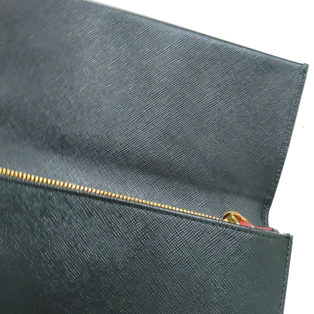 PRADA Bauletto Saffiano Black Leather Crosshatch Handbag Golden hardware-(SKU)-950001304