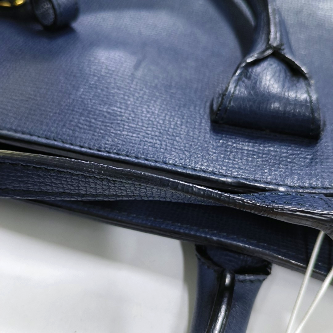 BURBERRY The Banner Medium size Dark Blue Leather Shoulder Tote Crossbody Bag Golden hardware Removable shoulder strap-(SKU)-947520458