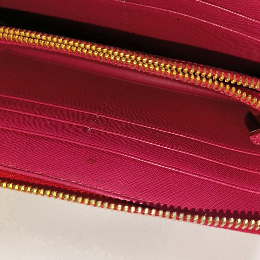 PRADA Fiocco Bow Red Leather Crosshatch Embossed Wallet Golden hardware-(SKU)-939810671
