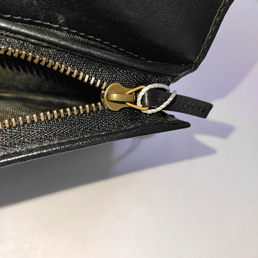GUCCI GG Marmont Black Calf Leather Quilted wavy pattern Wallet Golden hardware-(SKU)-952595982