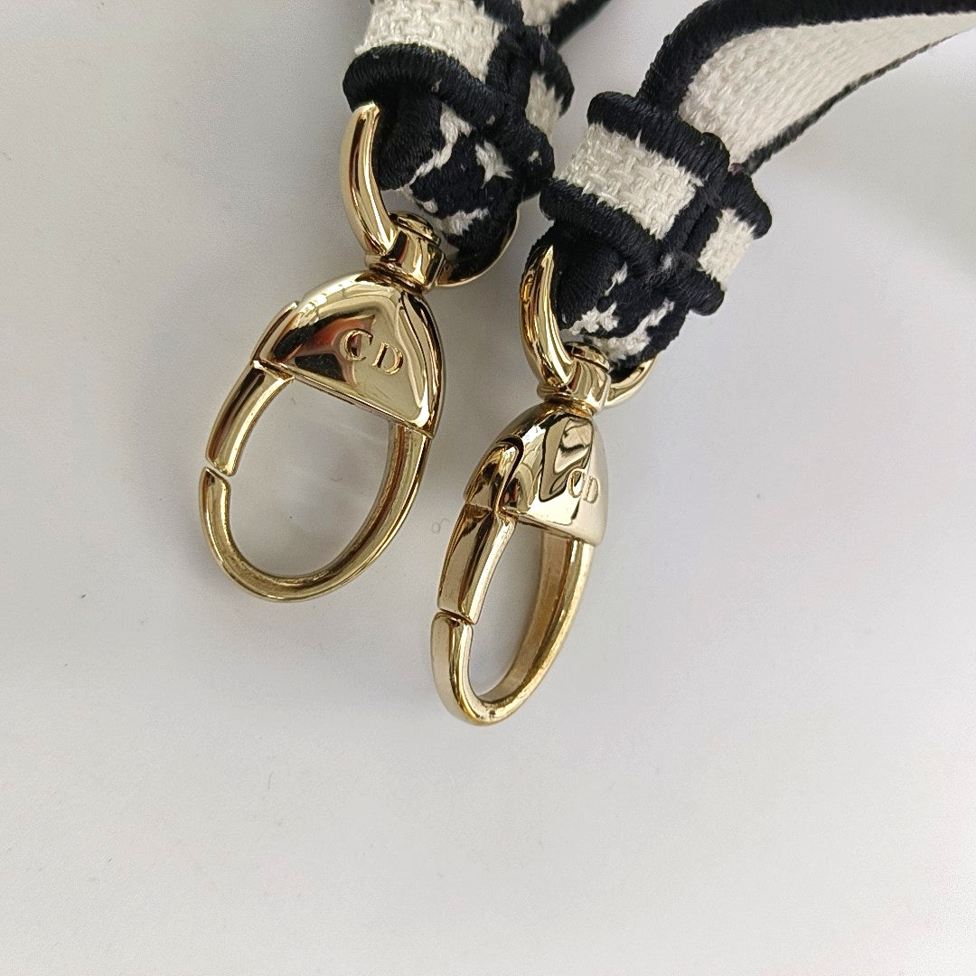 DIOR Lady Dior Mini Black Canvas Embroidered Shoulder Bag Tote Crossbody Bag with Detachable Strap-(SKU)-967459820