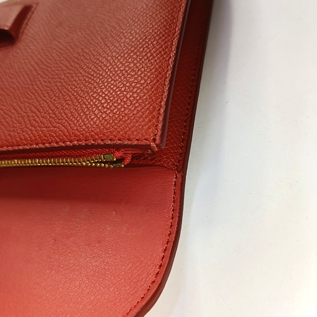 CELINE TROTTEUR Large size Red Leather Wallet Golden hardware-(SKU)-954216464