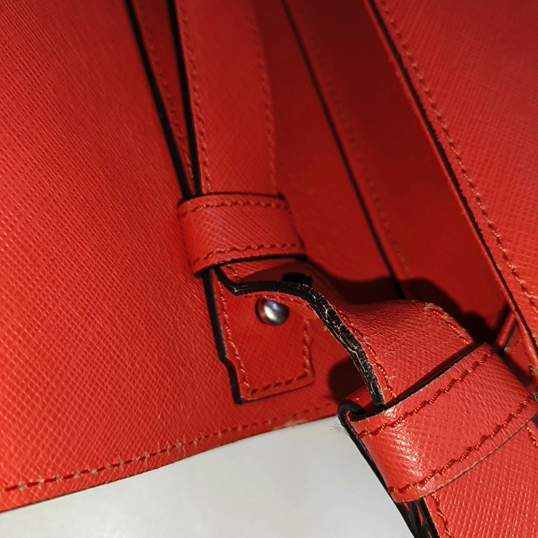 MCM ELDA Red Cowhide Embossed Single Shoulder Bag Silver Hardware Removable shoulder strap-(SKU)-13990145