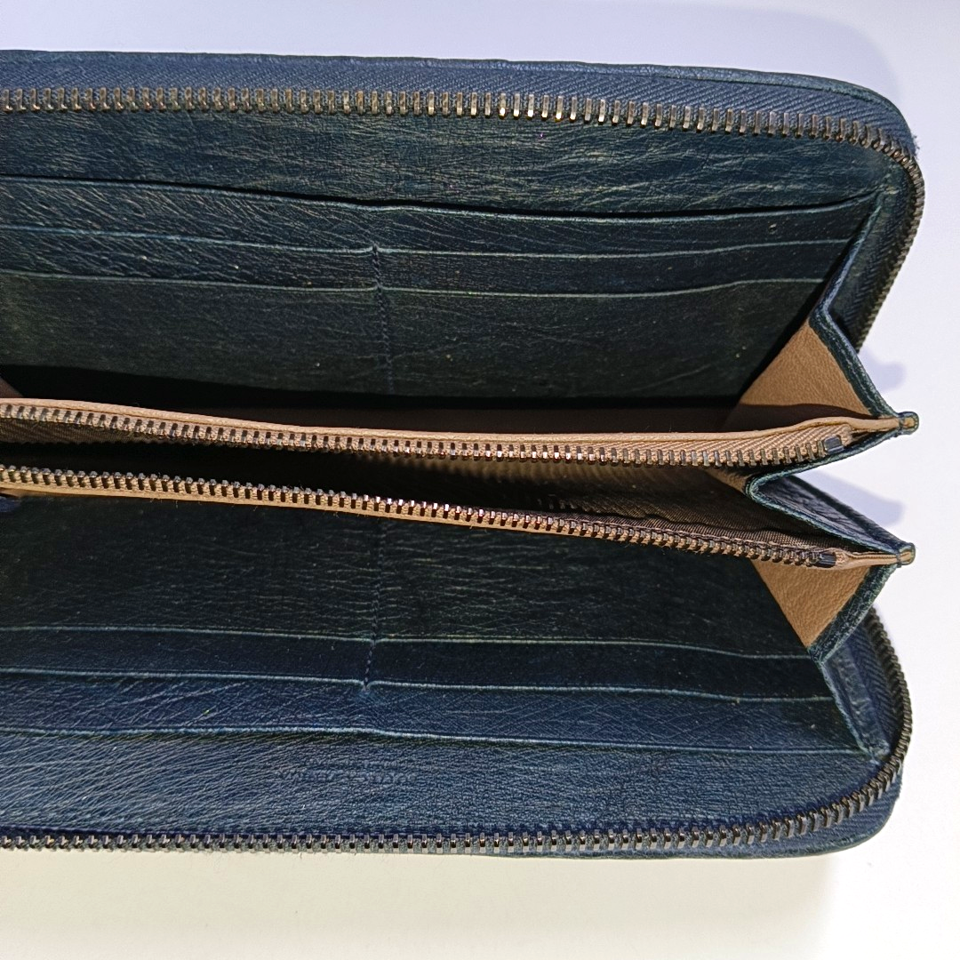 BOTTEGA VENETA Navy Blue Cowhide Braided Wallet Black hardware-(SKU)-952345115