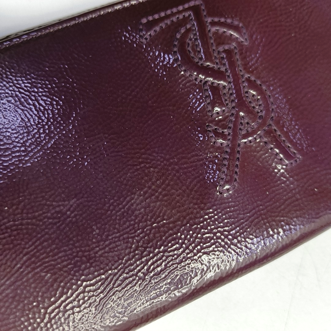 YSL Pink Purple Leather Embossed Wallet-(SKU)-954355726