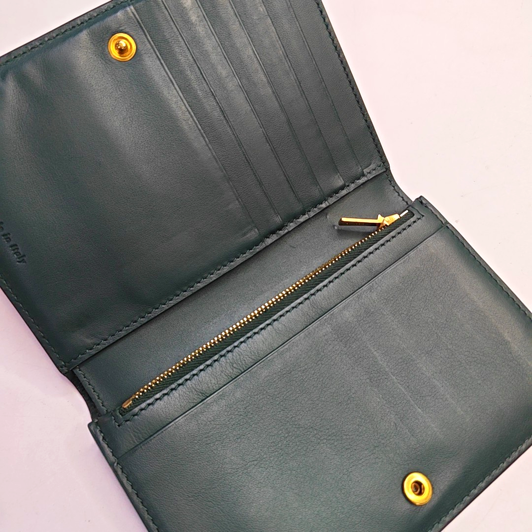 CELINE Green Cowhide Wallet Golden hardware-(SKU)-947043201