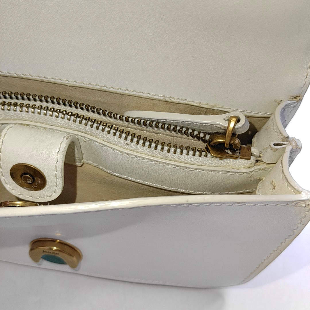 PINKO mini White Cowhide Studs Crossbody Bag Shoulder Bag Golden hardware-(SKU)-944690837