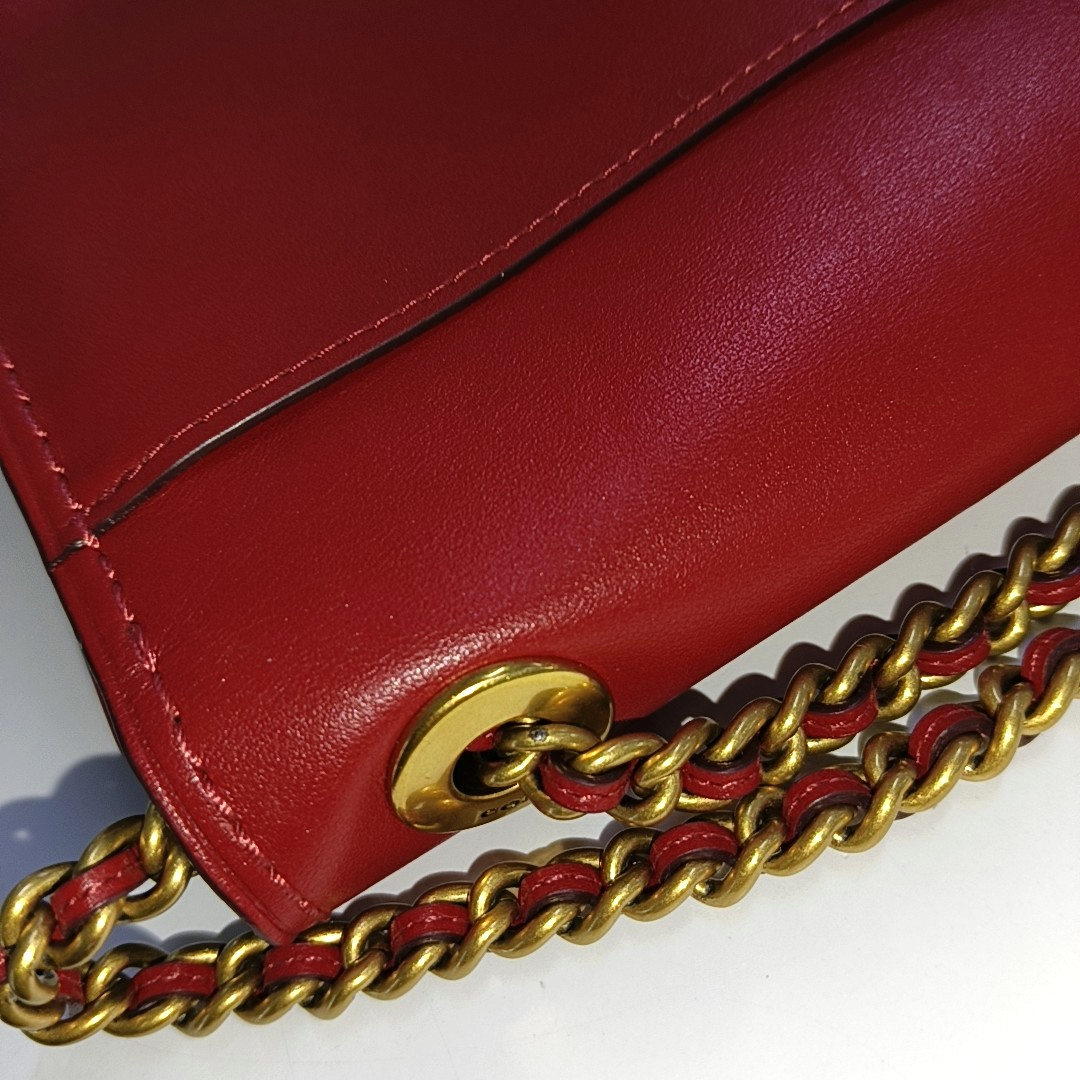 COACH MADISON 18 Red Cowhide Crossbody Single Shoulder Bag Golden hardware-(SKU)-940523724