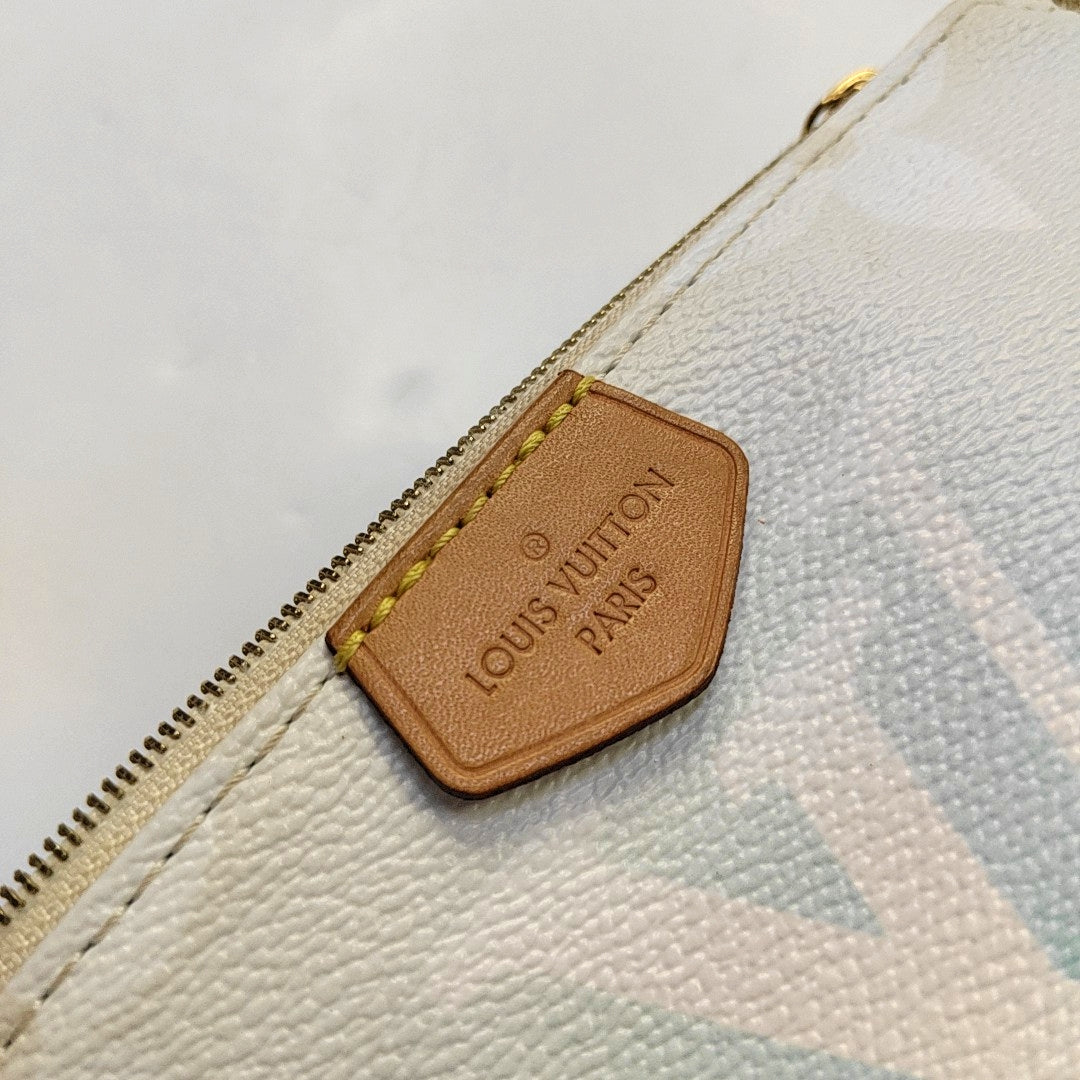 LOUIS VUITTON MULTI Blue Coated Canvas Monogram Five in One Crossbody Bag Shoulder Bag Gold Hardware Pockets 2 Removable Straps-(SKU)-968235817