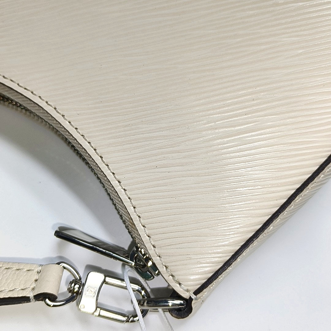 LOUIS VUITTON MARELLE White EPI Calfskin Water Ripple Shoulder Bag with Silver Hardware, 2 Pouches and Detachable Strap-(SKU)-970597498
