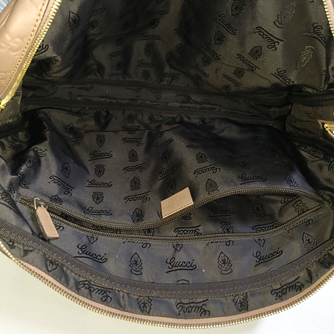 GUCCI Light Pink Cowhide Embossed Monogram Shoulder Bag Tote Bag Golden hardware Removable shoulder strap-(SKU)-947868328