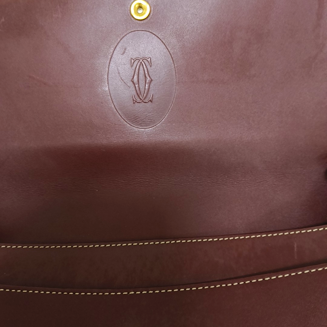 Cartier Burgundy Leather Single Shoulder Bag Golden hardware-(SKU)-940925520