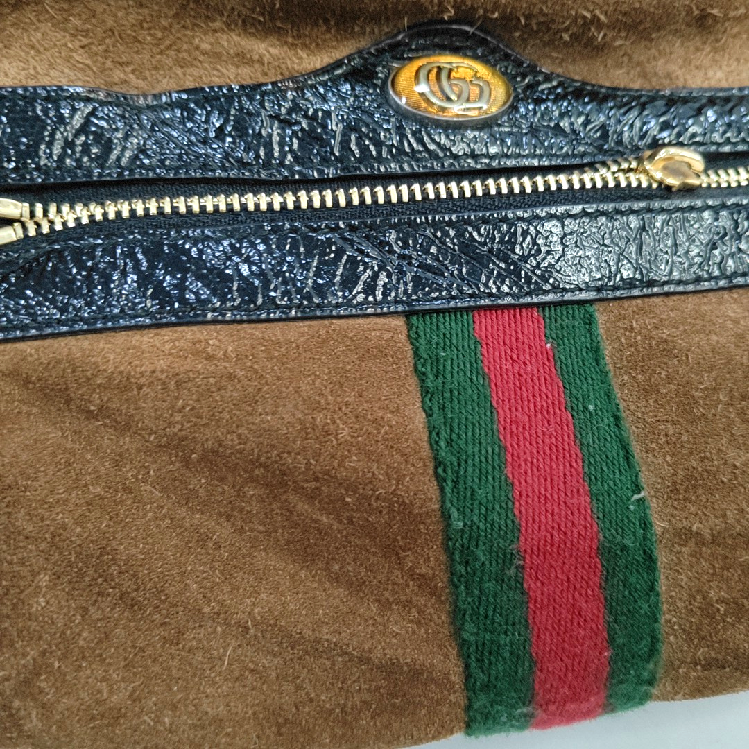 GUCCI Ophidia mini Brown Suede Leather Striped Webbing Single Shoulder Bag Crossbody Bag Golden hardware-(SKU)-953950418
