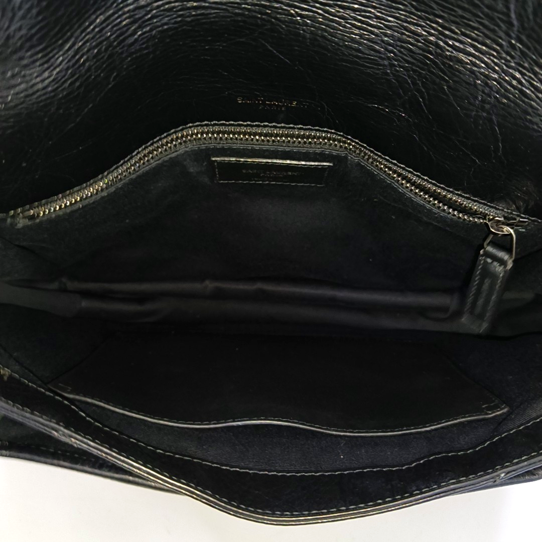 YSL NIKI Medium Black Leather Quilted V-Shape Shoulder Bag Black Ruthenium Hardware-(SKU)-964795296