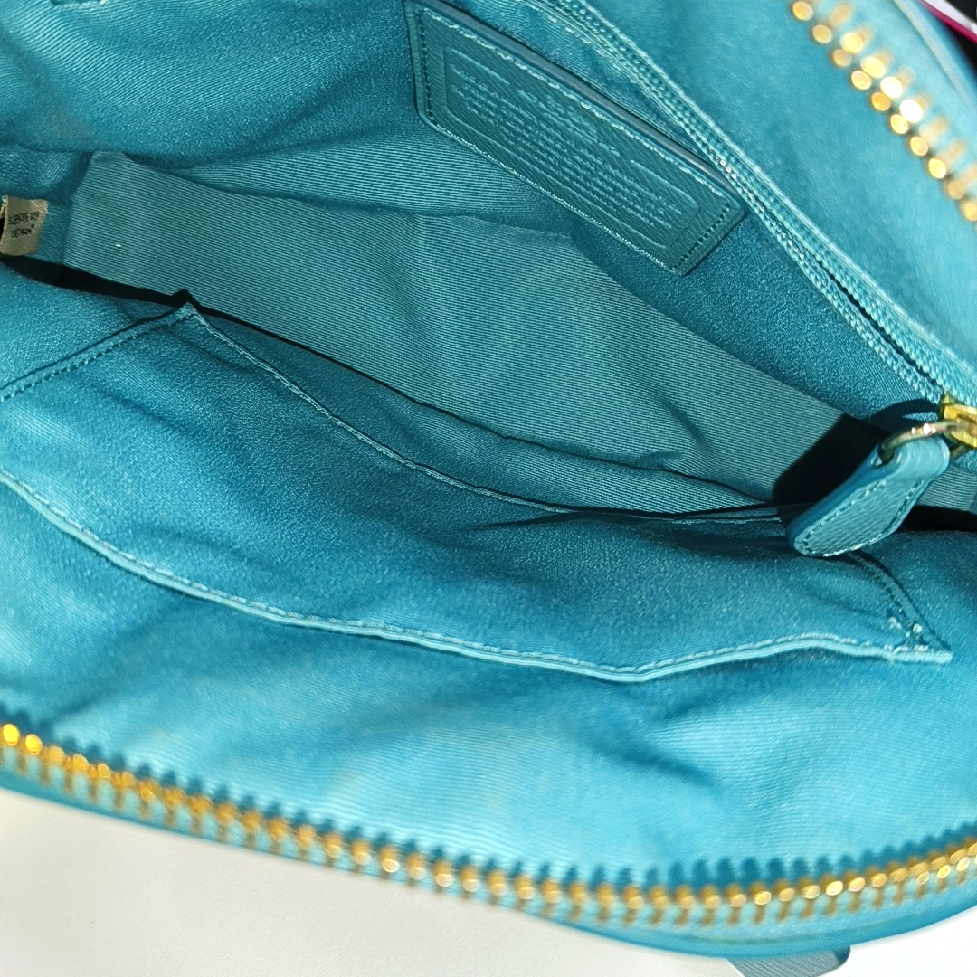 COACH CORA Light Blue Cowhide Crossbody Tote Shoulder Bag Golden hardware Removable shoulder strap-(SKU)-14348899