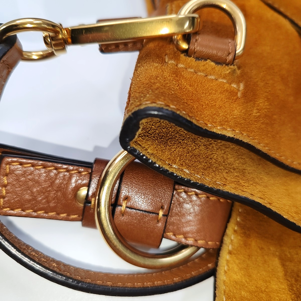 Chloé Mustard Yellow Velvet Leather Stud Quilted Single Shoulder Bag Tote Bag Golden hardware shoulder straps-(SKU)-954357662