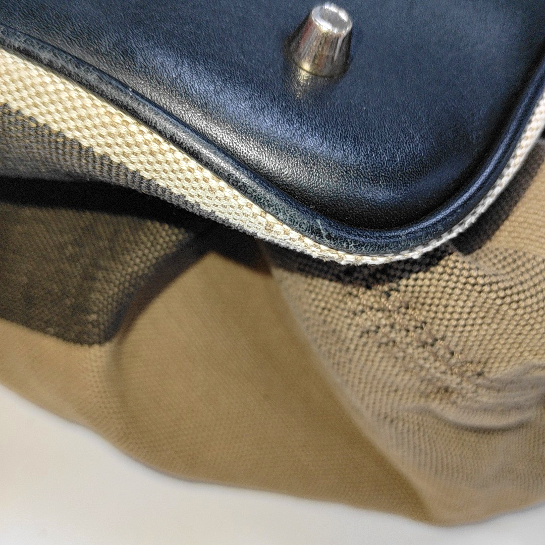 BURBERRY Ashby Medium size Brown Canvas Single Shoulder Bag Tote Sling Ruthenium color hardware Pouch detachable shoulder strap-(SKU)-14097455