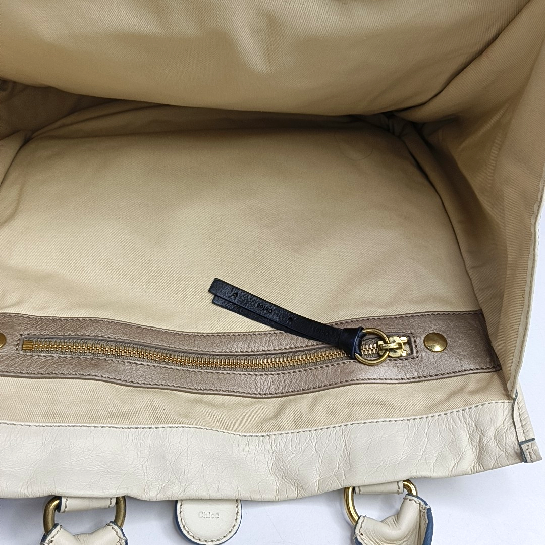 Chloé Tote bag White Leather Handbag Golden hardware-(SKU)-954394334