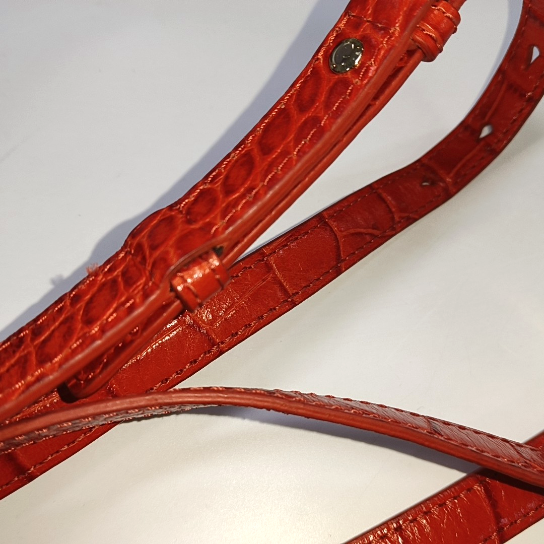 Alexander Wang Marion Orange-red suede rivet crocodile-pattern shoulder bag/crossbody bag Golden hardware Removable shoulder strap-(SKU)-928445182