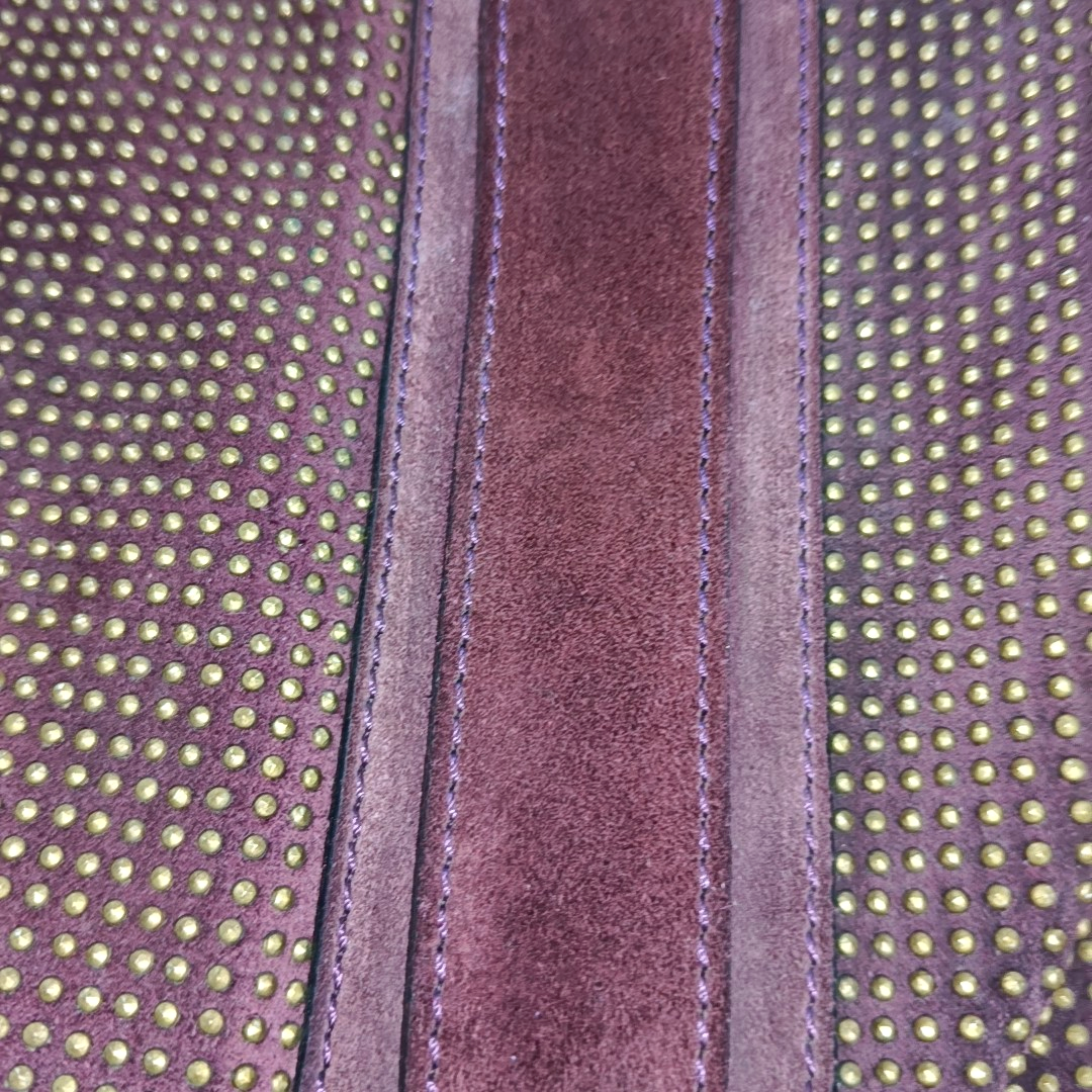 BURBERRY Purple Velvet Leather Tote Bag Golden hardware-(SKU)-12946177