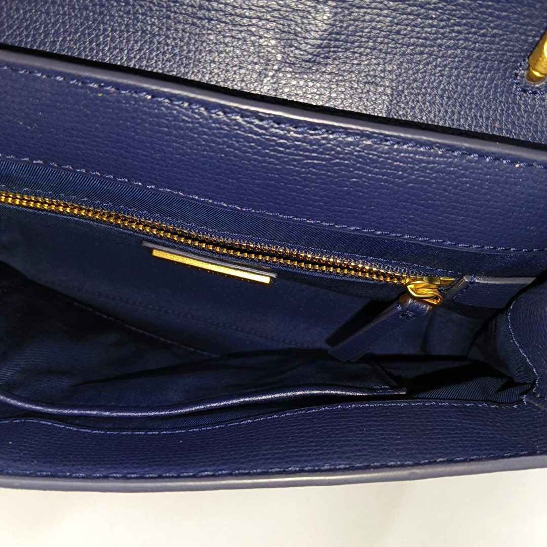 TORY BURCH Chelsea Dark Blue Cowhide Single Shoulder Bag Handbag Golden hardware Removable shoulder strap-(SKU)-942430091