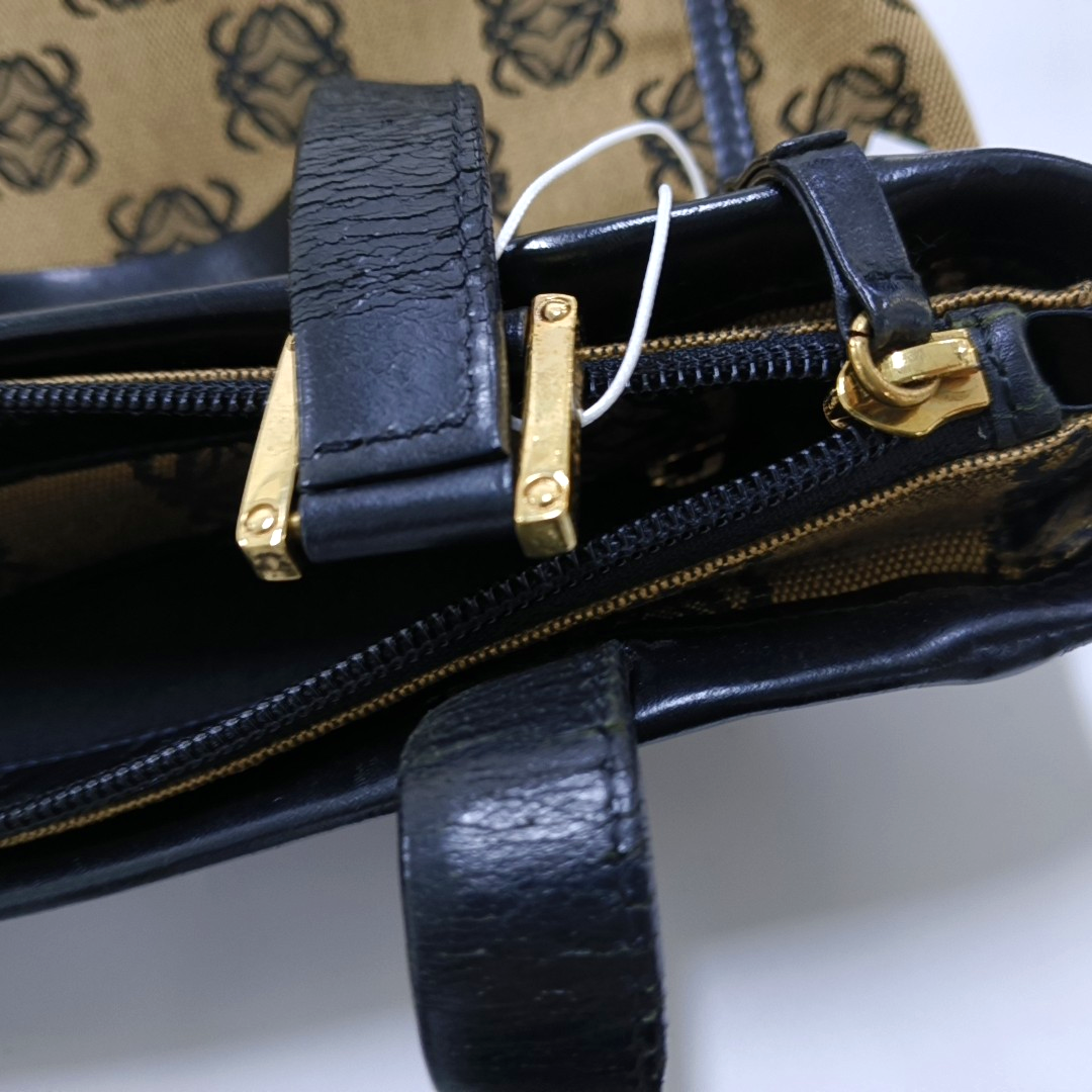 LOEWE Tote bag Brown Canvas Monogrammed Tote Bag Golden hardware-(SKU)-955759577