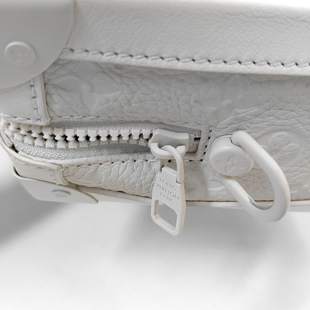 LOUIS VUITTON SOFT TRUNK White Cowhide Monogram Embossed Crossbody Bag Handbag Shoulder Bag White Hardware-(SKU)-955121168