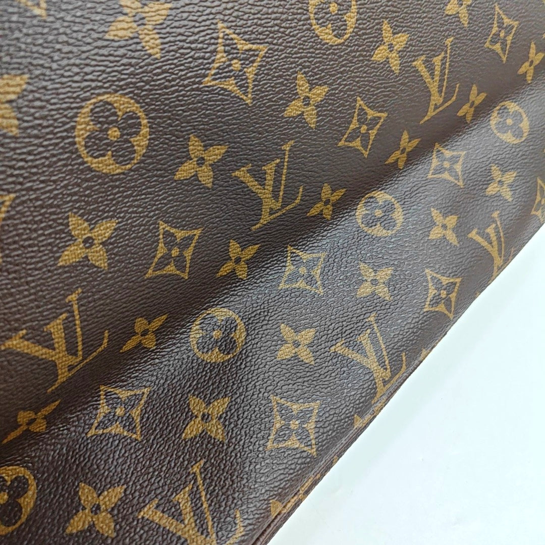 LOUIS VUITTON NEVERFULL Medium Size Brown Coated Canvas Monogram Shopping Bag Shoulder Bag Handbag with Complete Accessories Gold Hardware-(SKU)-956798304