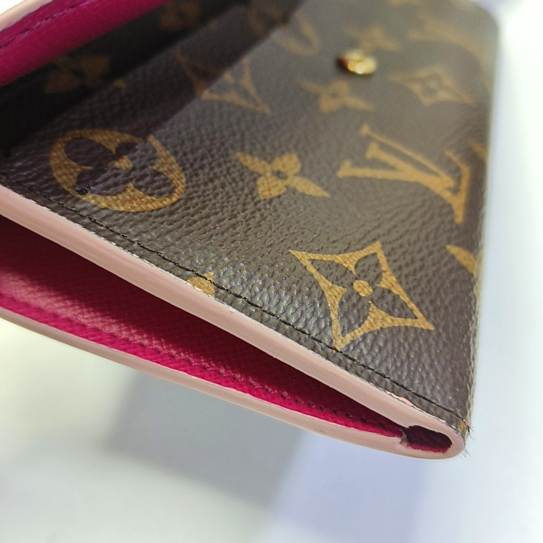 LOUIS VUITTON EMILIE Brown coated canvas vintage wallet Golden hardware-(SKU)-942991994