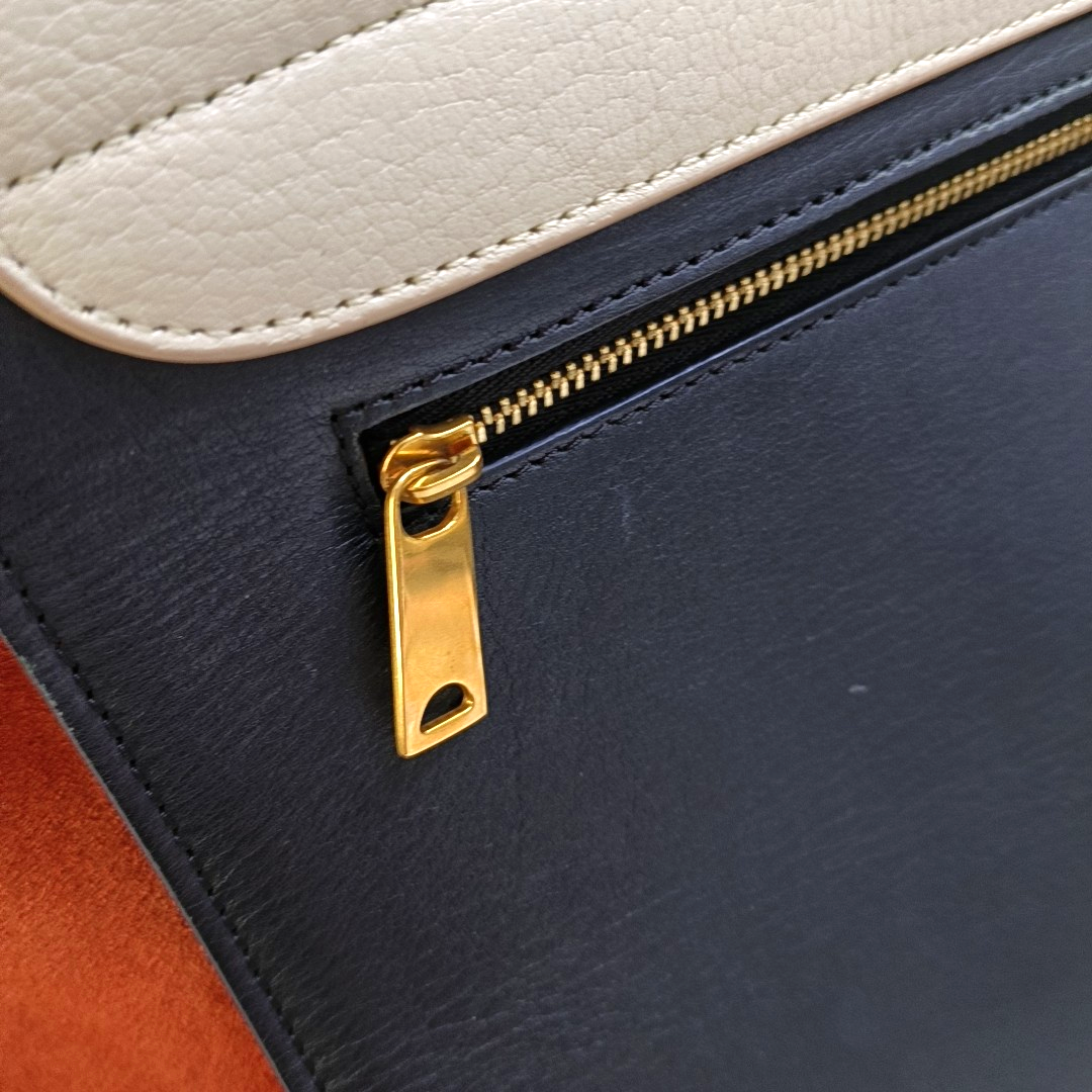 CELINE TRAPEZE Medium size Multicolor Leather Swing Bag Shoulder Bag Tote Bag Crossbody Bag Golden hardware Removable shoulder strap-(SKU)-955616288