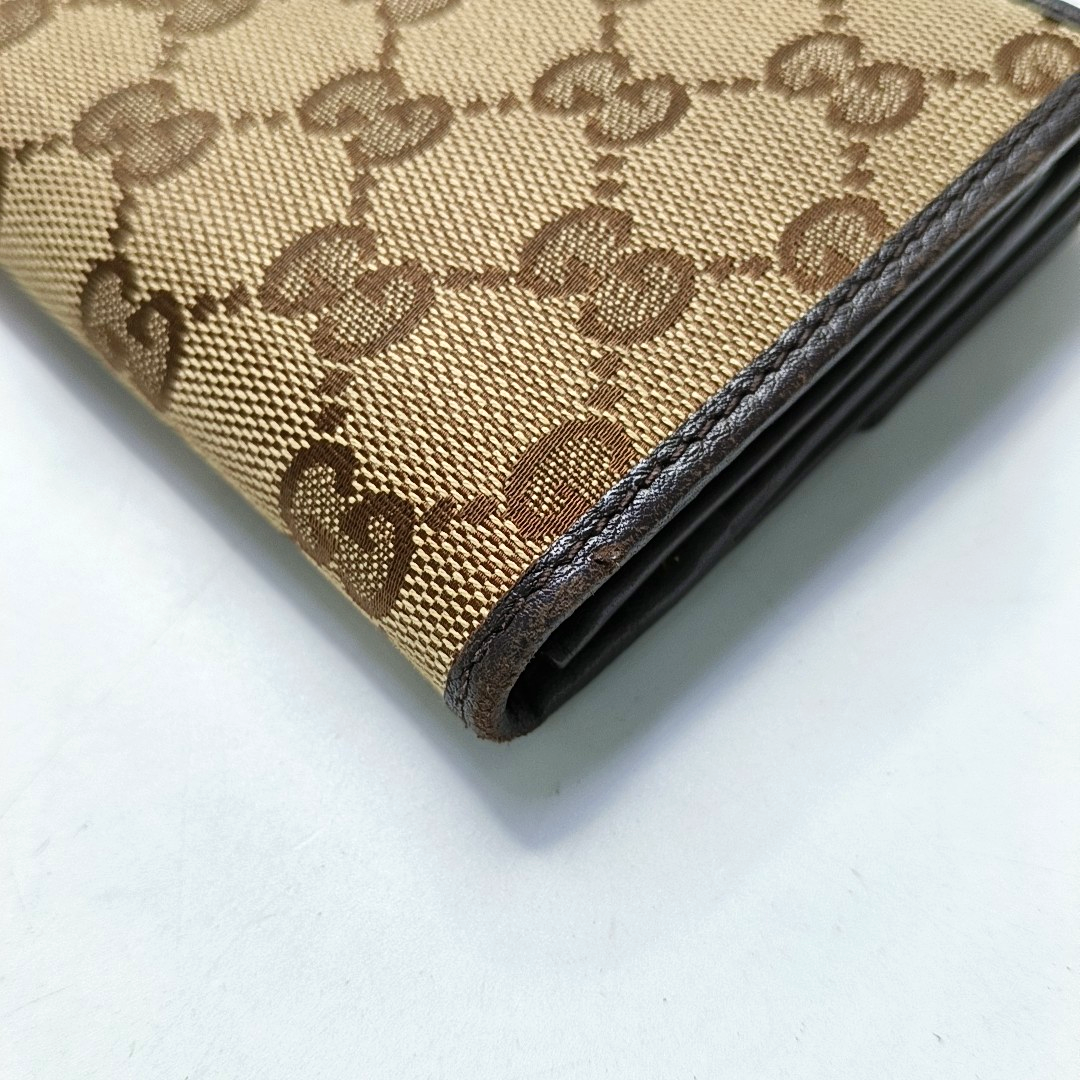 GUCCI Khaki Canvas Monogrammed Wallet Golden hardware-(SKU)-953543640