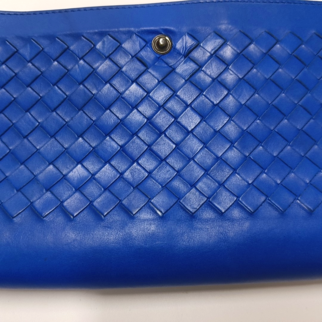 BOTTEGA VENETA Blue Cowhide Woven Handbag Black hardware-(SKU)-954198807